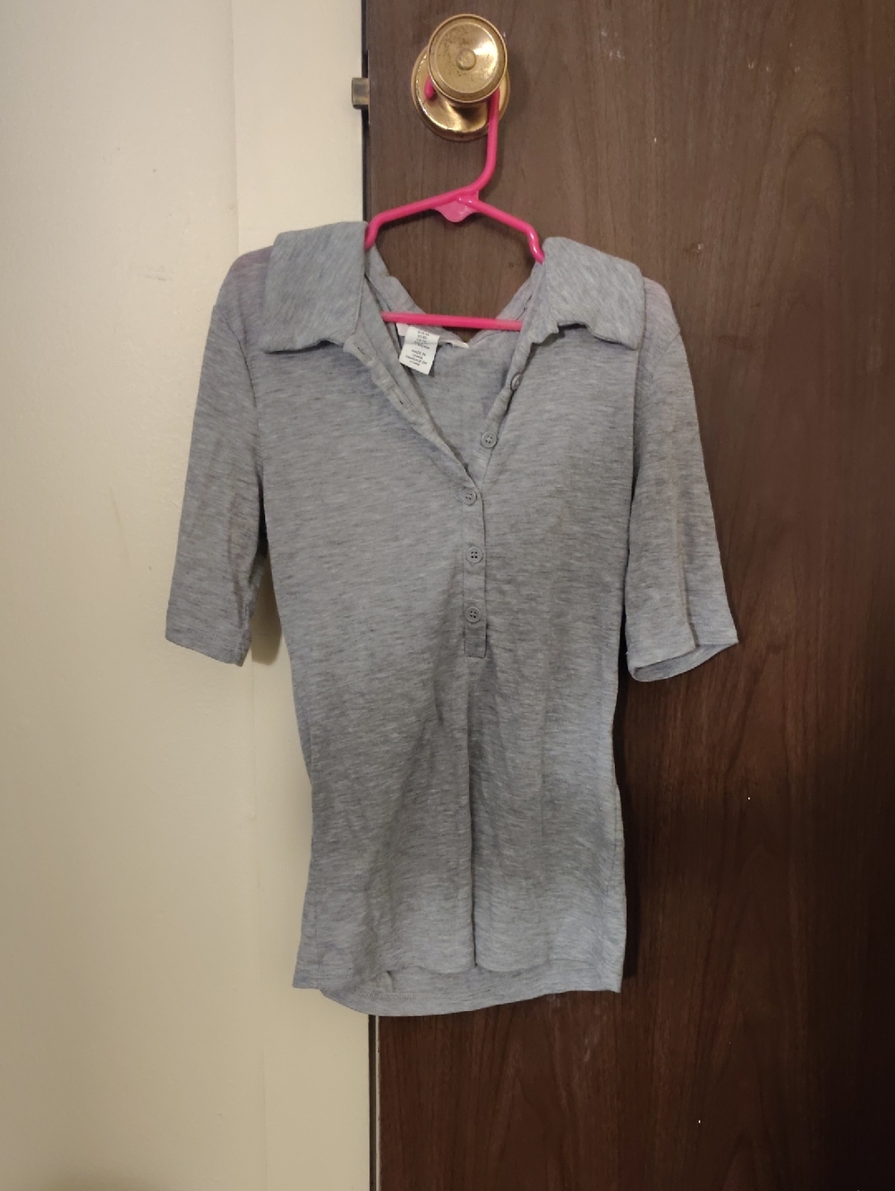 H&M Light Gray Polo-Style Short Sleeve Top